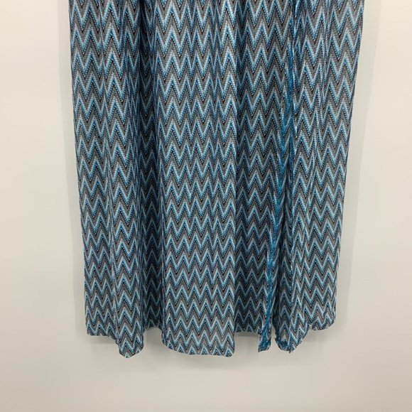 Hyfve Skirt Blue Chevron Print Maxi Lined Slit High Waist Boho - Picture 3 of 10